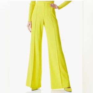 NWT ALICE + OLIVIA Dylan High-Rise Wide Leg Pants YELLOW Size 4